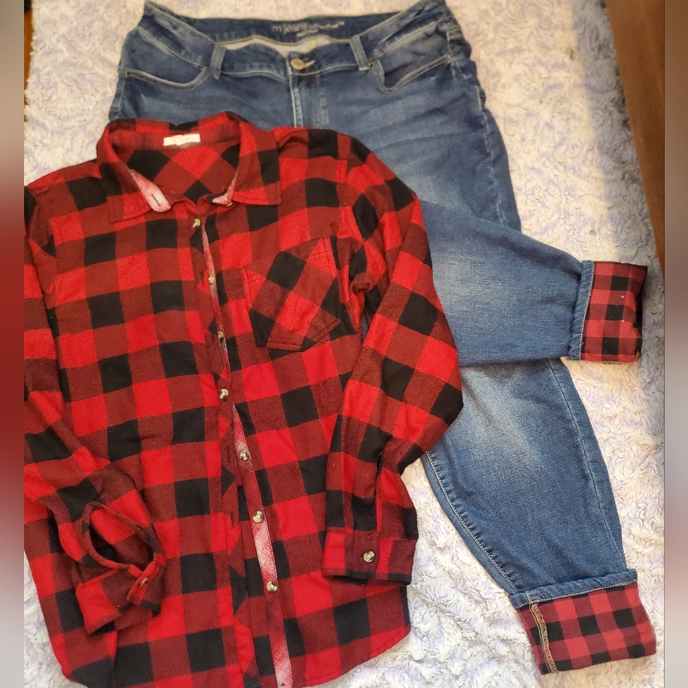 Maurices Matching Buffalo Plaid Jeans And Flannel